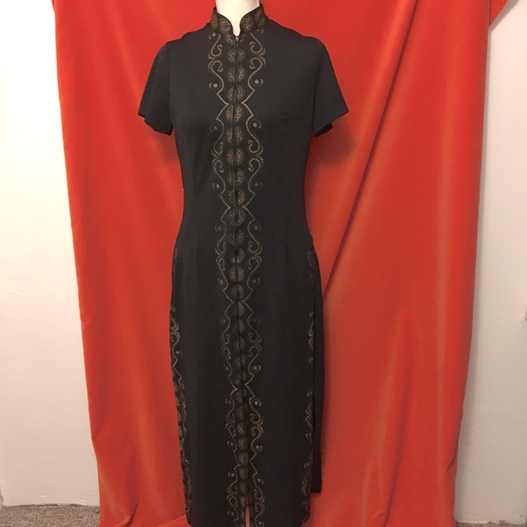 Alfred Shaheen Dresses & Skirts - Alfred Shaheen 70s black maxi dress cheongsam mandarin neck size m